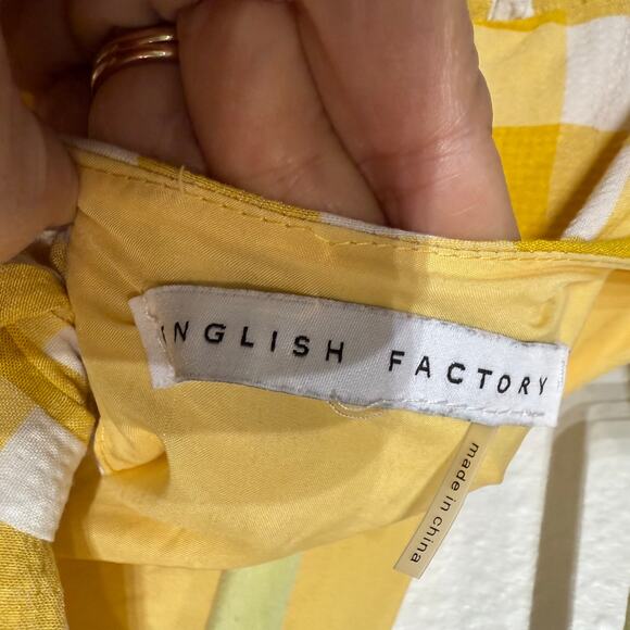 English Factory Yellow Textured Gingham Tiered Baby Doll Maxi Dress Sz M - Picture 6 of 12